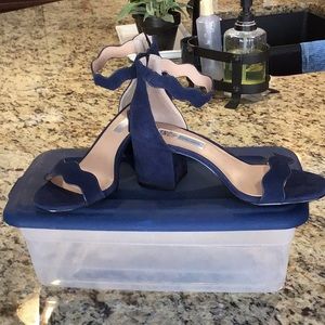 Blue suede heels